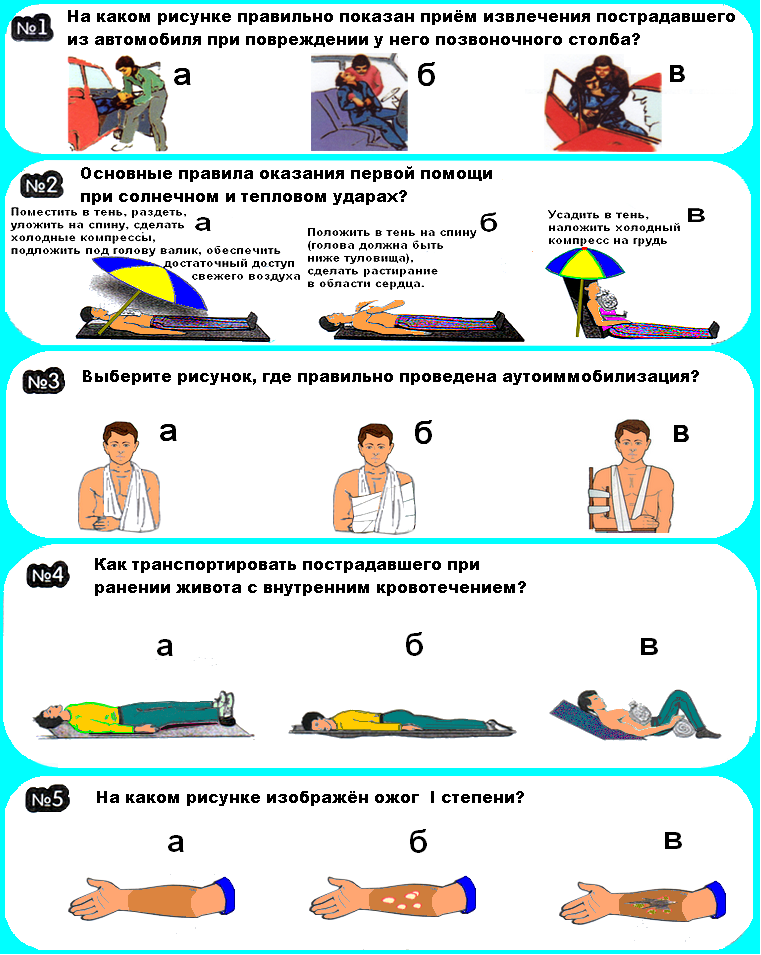 Тест оказание первой помощи пострадавшим при дтп