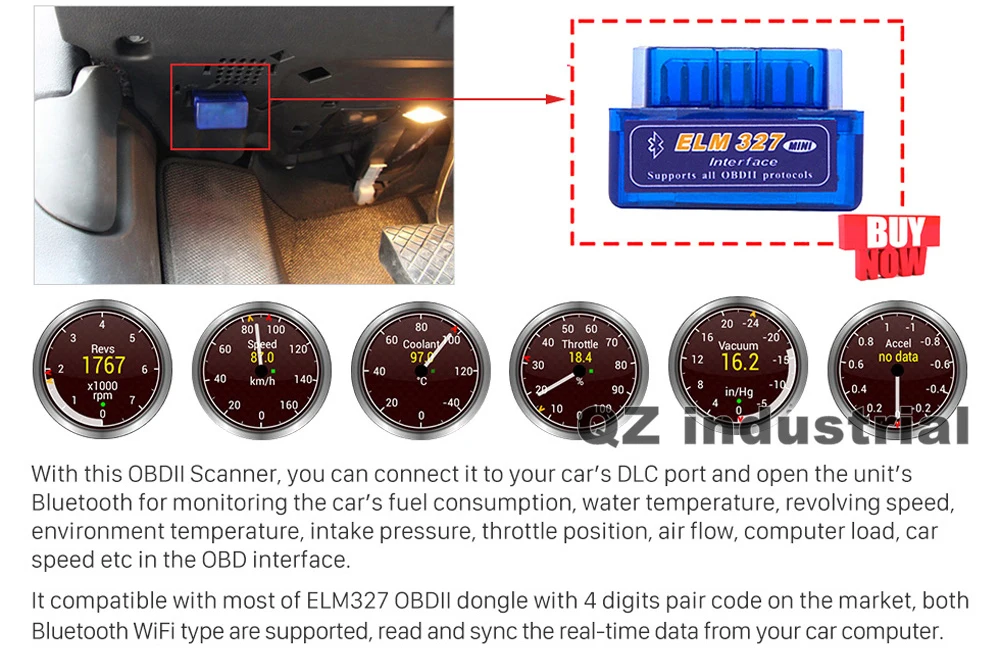 Interface supports all obd2 protocols: Proficient, Automatic elm327 interface supports all obdii protocols for Vehicles