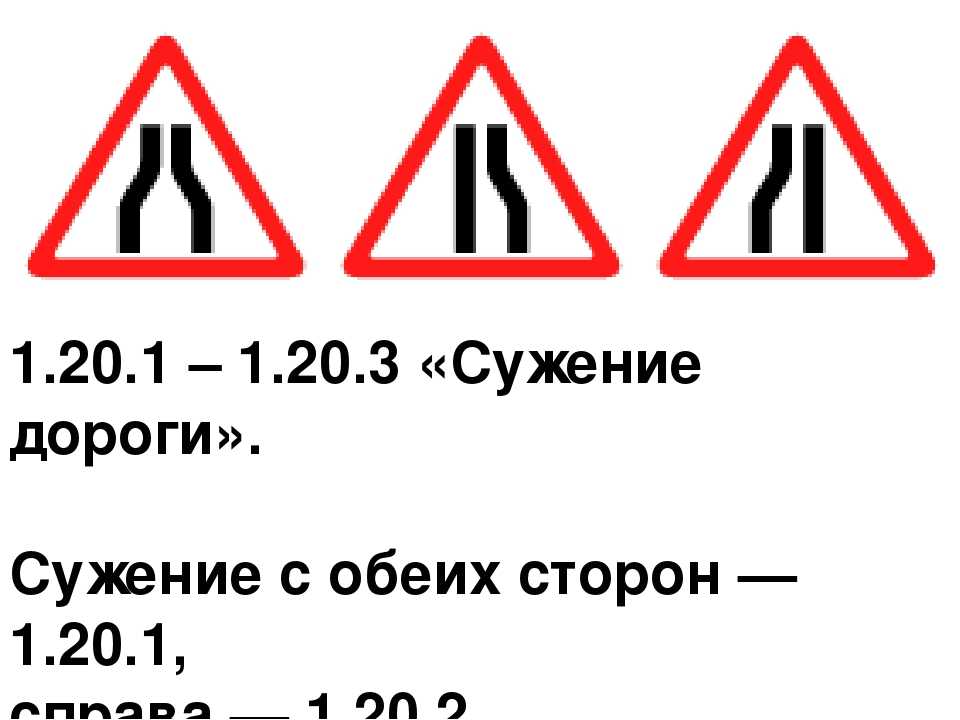 Знаки сужение дороги: Дорожный знак 1.20.2 «Сужение дороги справа»