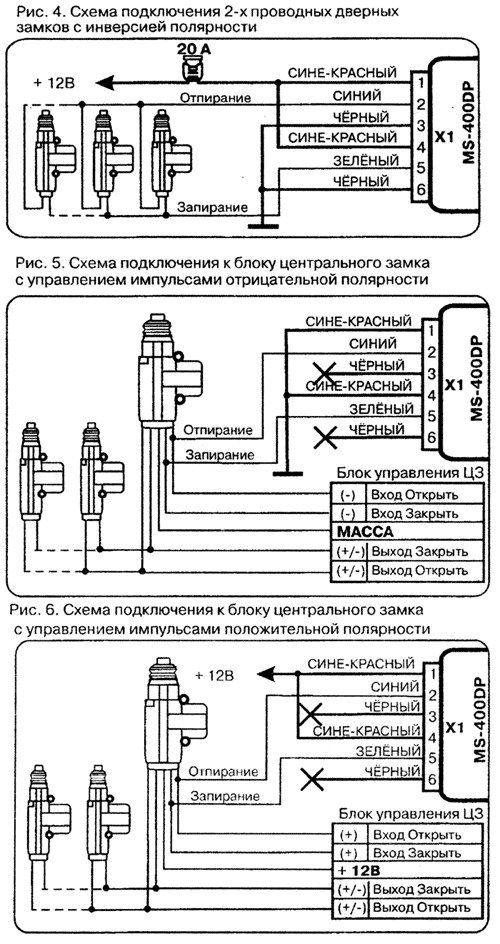 Схема центрального замка сигнализации