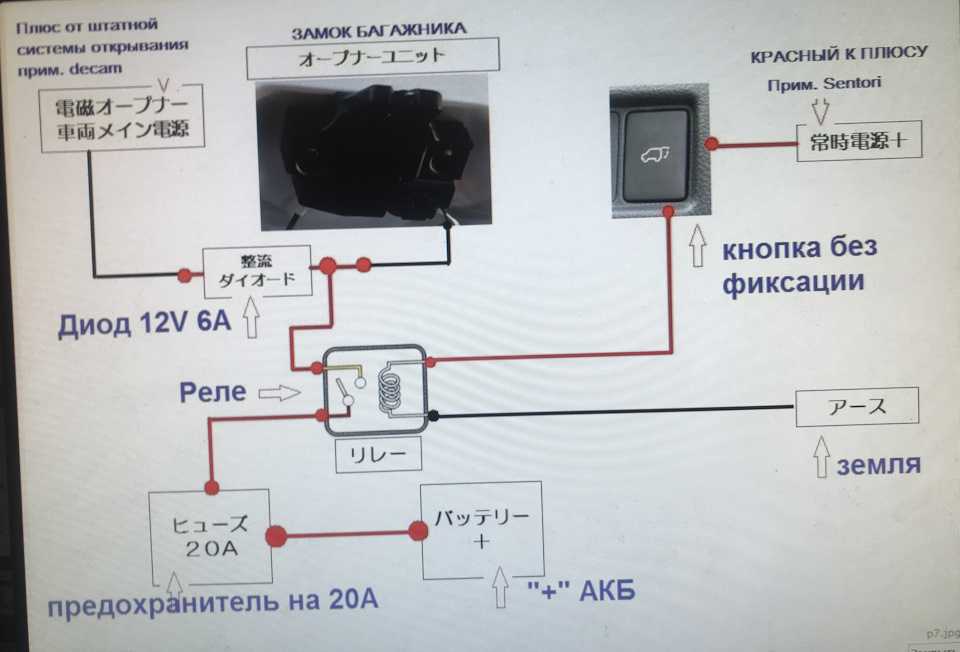 Схема электрозамка багажника