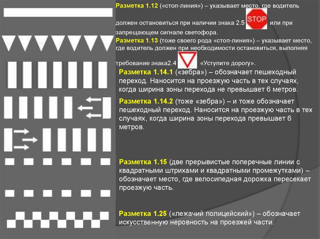 Дорожные разметки и их обозначения с картинками с кратким описанием 2022 года