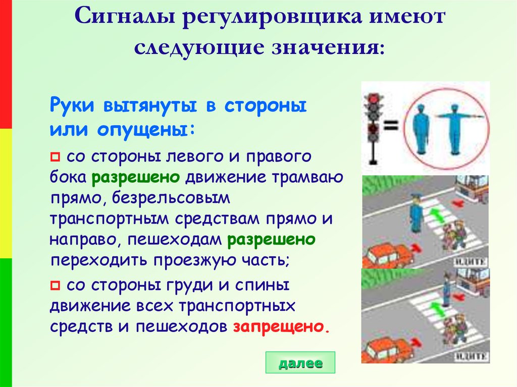Сигналы регулировщика для пешеходов в картинках с пояснениями для детей