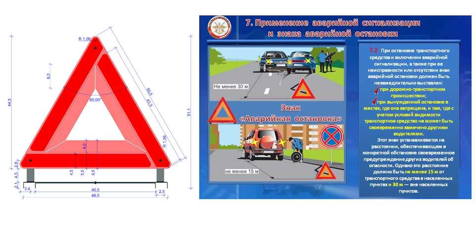 Установка знака аварийной остановки: ПДД РФ, 7. Применение аварийной сигнализации и знака аварийной остановки \ КонсультантПлюс