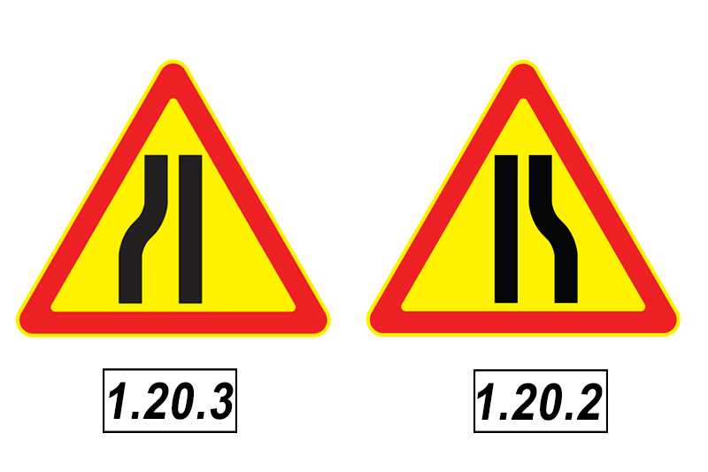 Знак сужение дороги: Дорожный знак 1.20.2 «Сужение дороги справа»