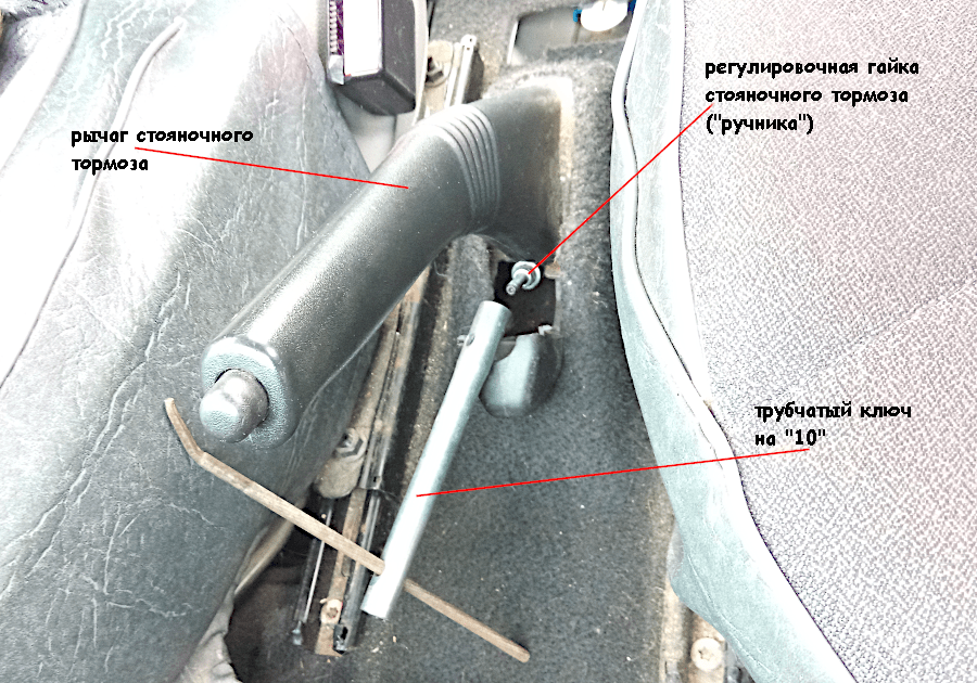 Регулировка стояночного тормоза: Регулировка стояночного тормоза