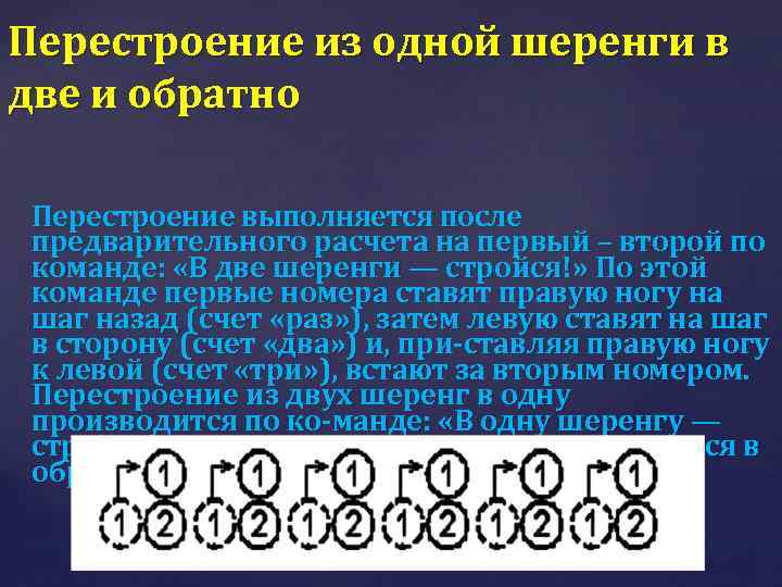 Перестроение в движении: 2.2.2. Перестроение в движении
