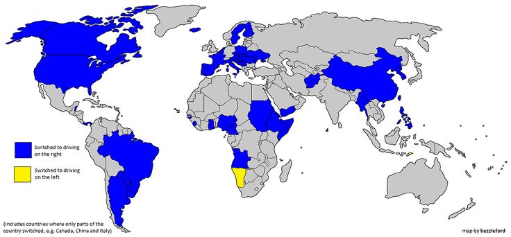 Страны с правосторонним движением список: Карта: в каких странах правостороннее движение, а в каких — левостороннее