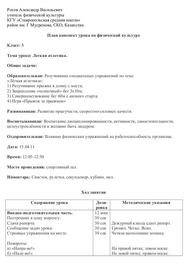 Образец резюме учителя физкультуры