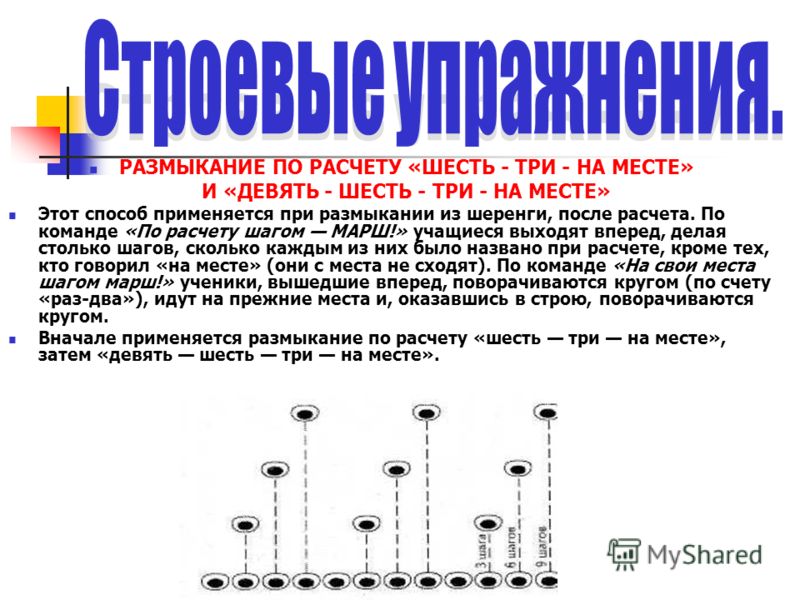 Перестроение из одной шеренги в две схема