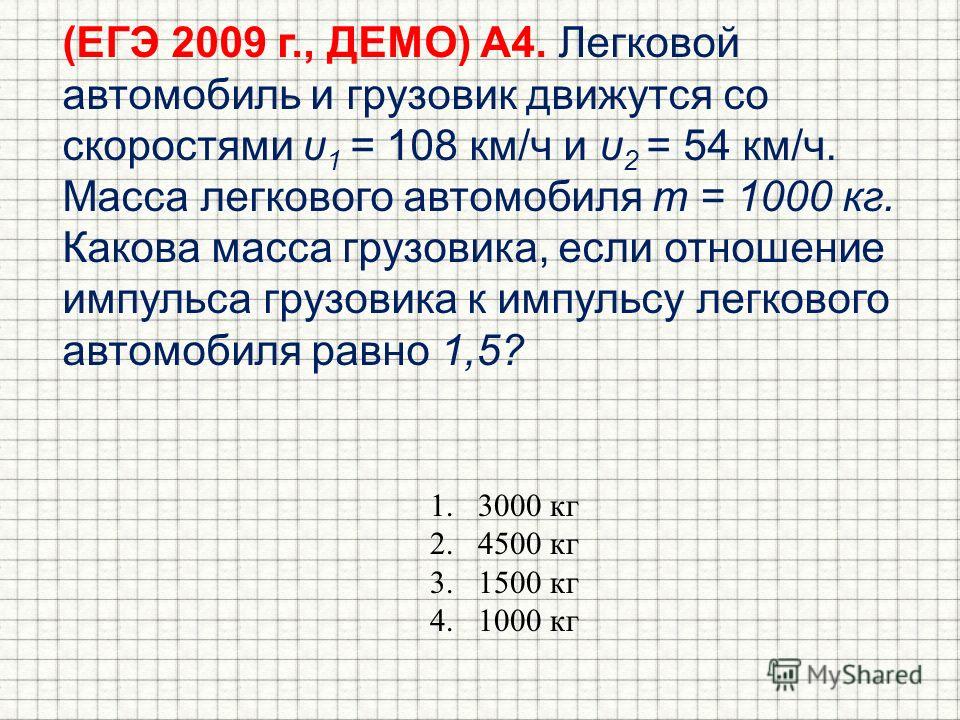 Масса легкового автомобиля