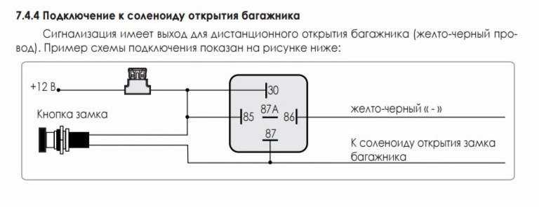 Схема подключения замка багажника