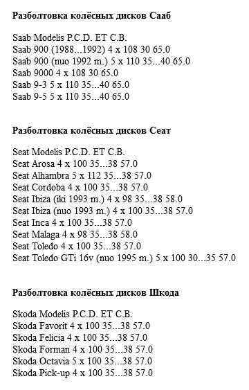 Разболтовка дисков на: разболтовка дисков, размеры колёс и шин всех марок