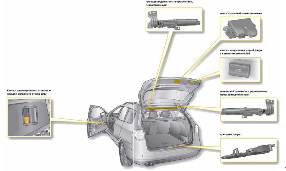 Принцип работы электропривода багажника: Электропривод двери багажника