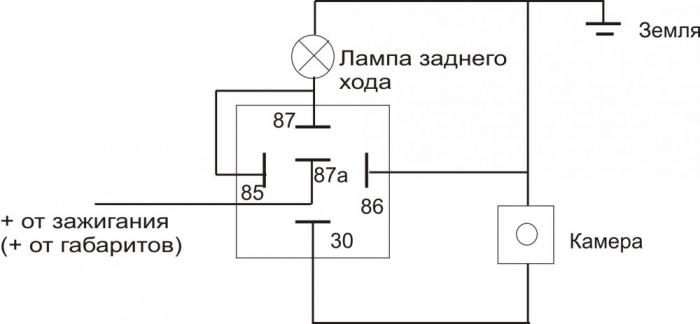 Схема подключения камеры заднего вида через реле