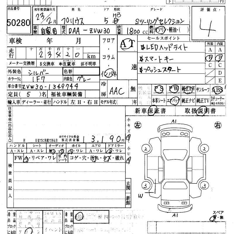 Расшифровка аукционного листа японии автомобиля