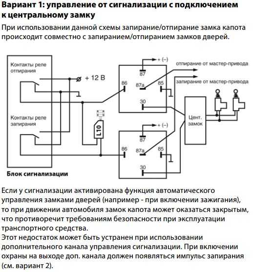 Включение замка двери