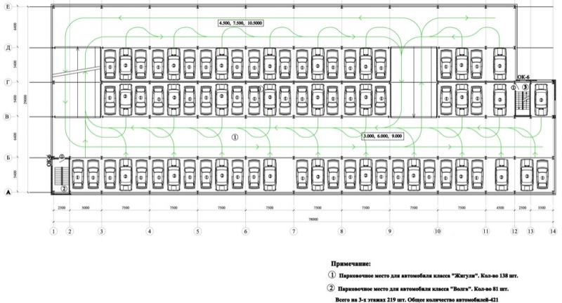 Паркинг на 500 машиномест типовой проект