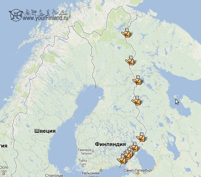 Погранпереходы с финляндией на карте
