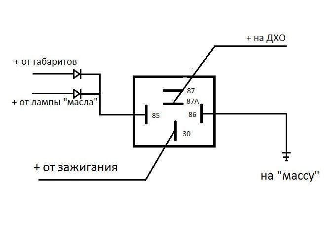 Схема подключения дневных ходовых огней схема