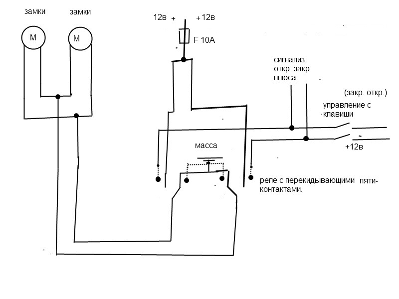 Центральный замок своими руками без сигнализации: Схема подключения центрального замка без сигнализации. Центральный замок подключение