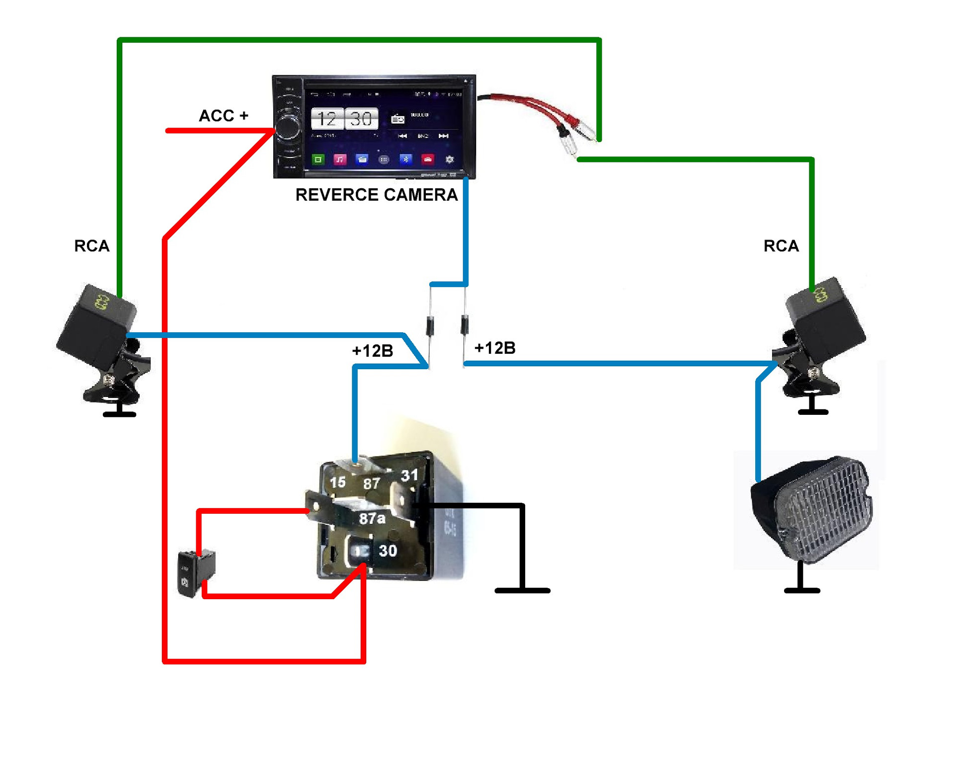 Подключение камеры заднего вида через реле схема: Подключение камеры заднего вида