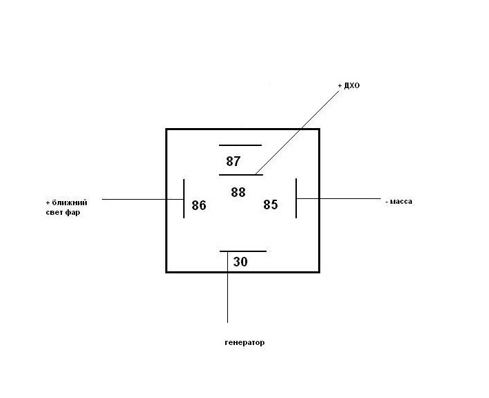 Схема подключения ближнего света через реле