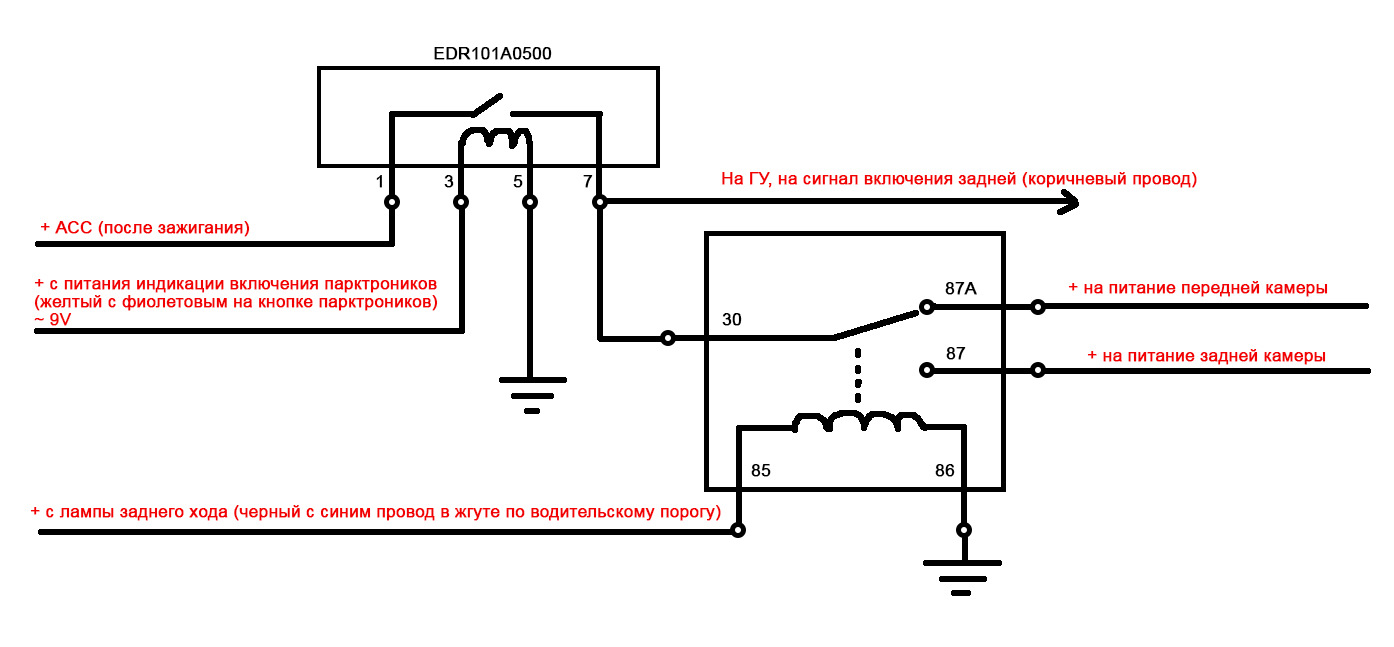 Подключение камеры заднего вида через реле схема: Подключение камеры заднего вида
