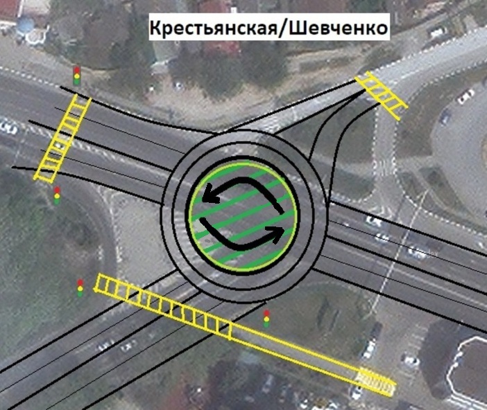 Проезд кругового движения 2018: Правила проезда кругового перекрестка с двухполосной