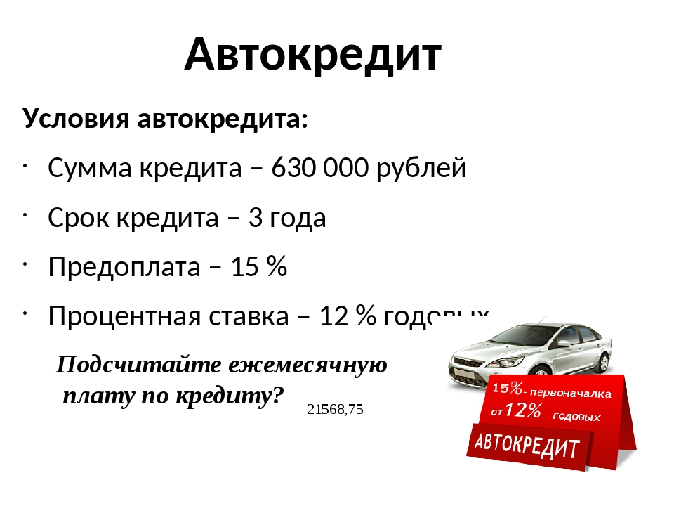 Условия автокредитования в россии