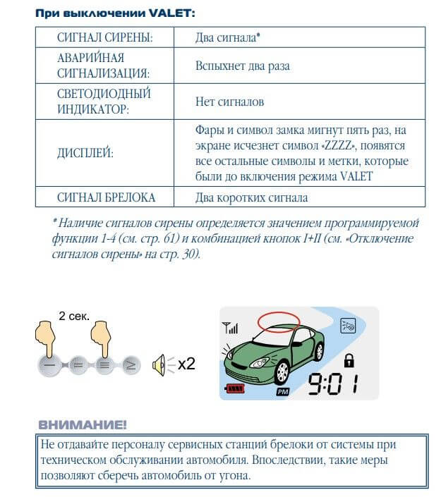 Что такое режим валет в автосигнализации: что это, как просто включить и отключить