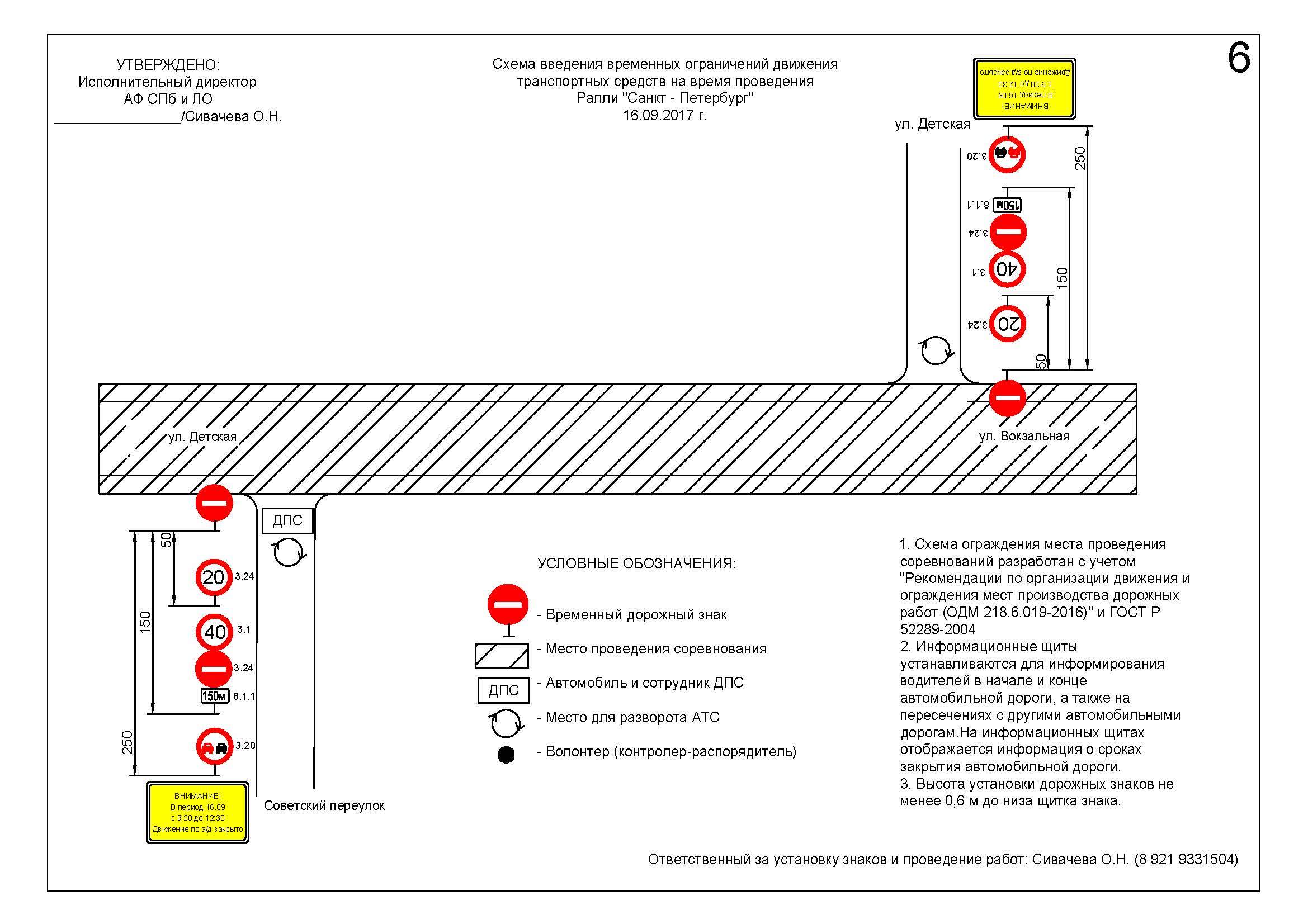 Технологическая карта на установку временных дорожных знаков