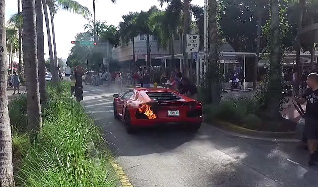 Red hot! The car sizzled in the Miami sunshine as a crowd of onlookers began to gather and gawp