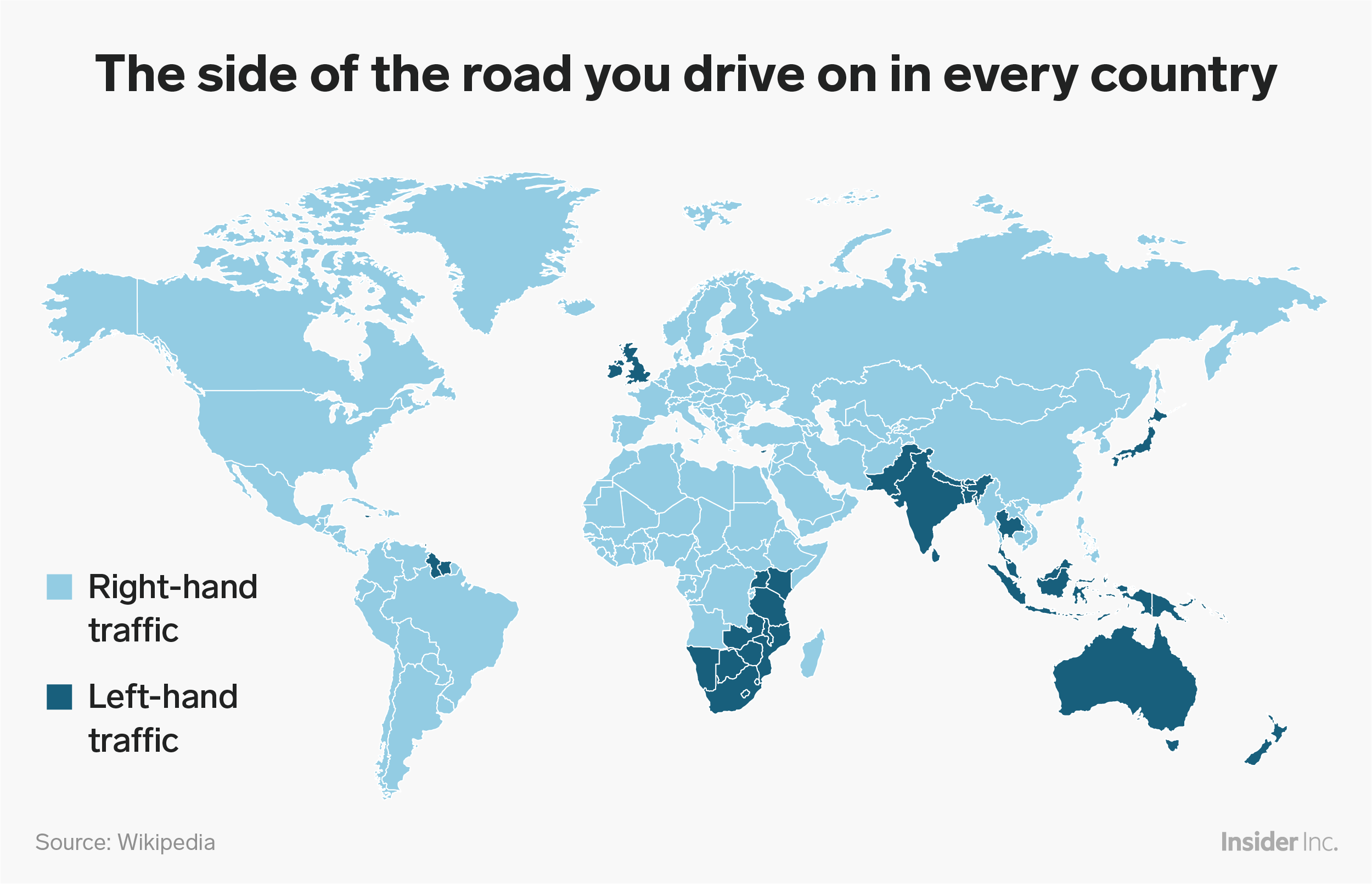 В каких странах правый руль: Карта: в каких странах правостороннее движение, а в каких — левостороннее