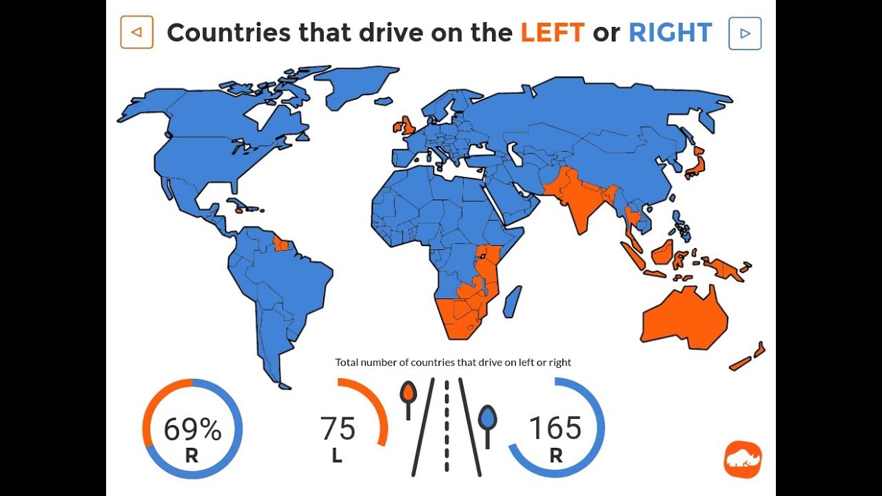 Страны с левосторонним движением автомобилей: Карта: в каких странах правостороннее движение, а в каких — левостороннее