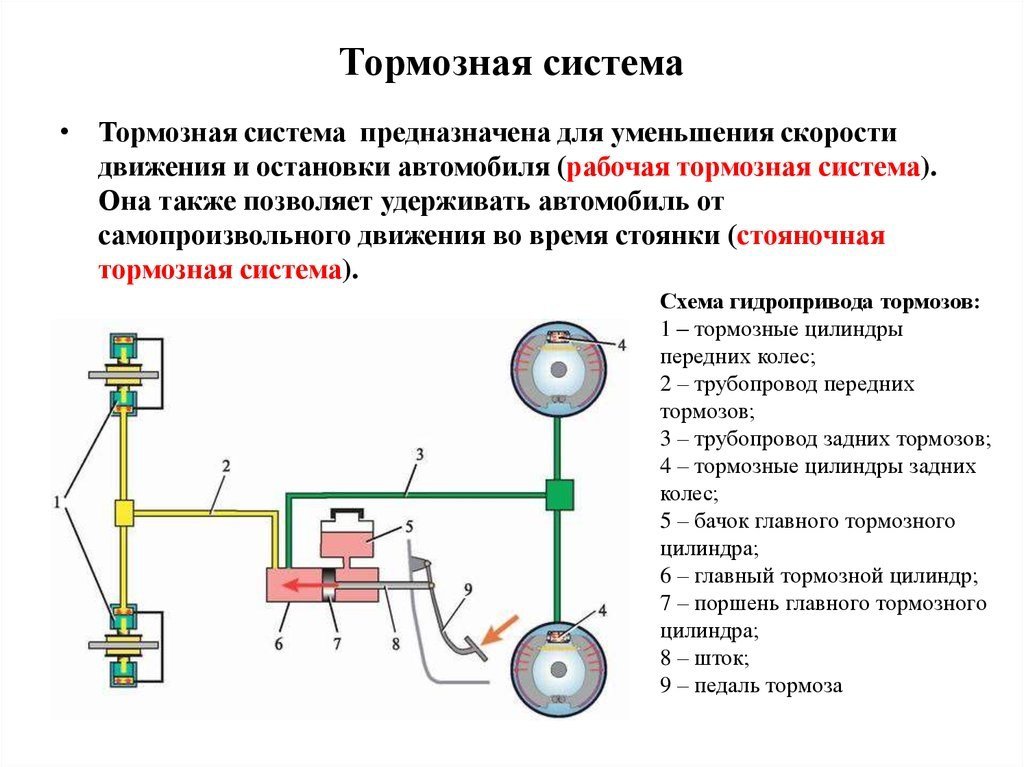 Тормозная система машины: Тормозная система автомобиля