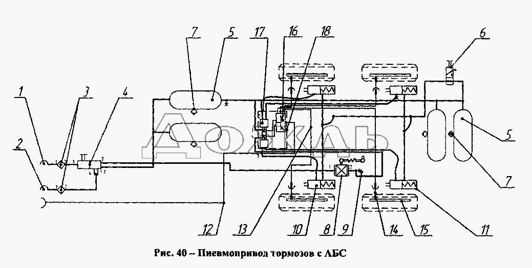 Тормозная система прицепа маз схема