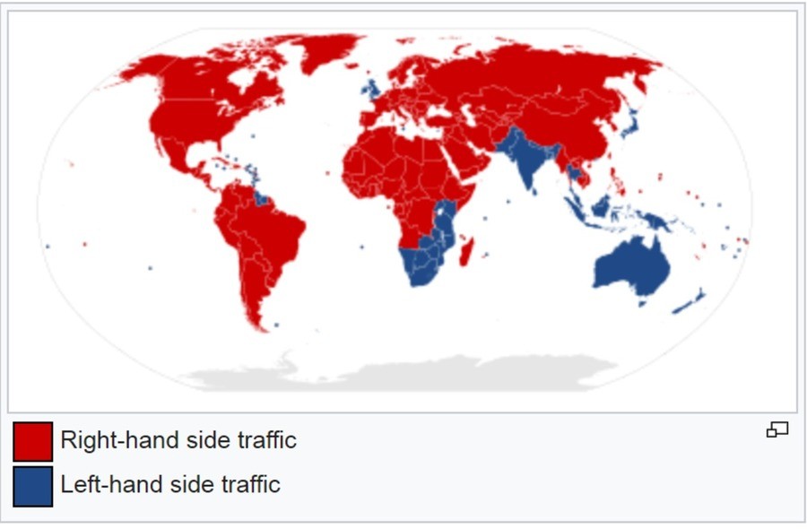 В каких странах правый руль: Карта: в каких странах правостороннее движение, а в каких — левостороннее