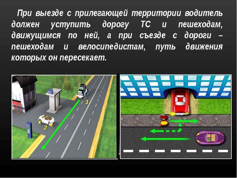 Когда водитель должен уступить дорогу пешеходам при выезде на дорогу из дворов