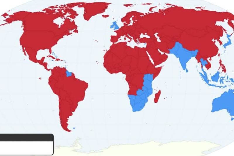 Страны с левосторонним движением автомобилей: Карта: в каких странах правостороннее движение, а в каких — левостороннее