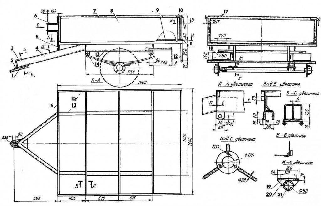 Прицеп легковой своими руками чертежи размеры фото
