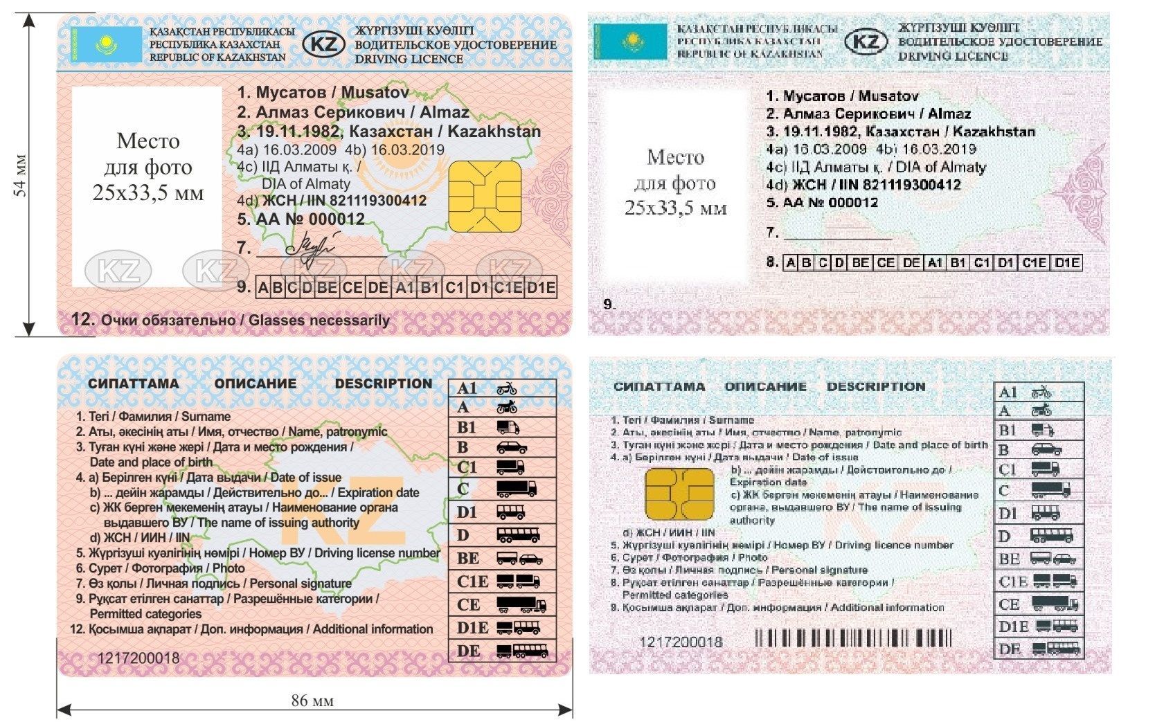 Водительское удостоверение Казахстан 2021
