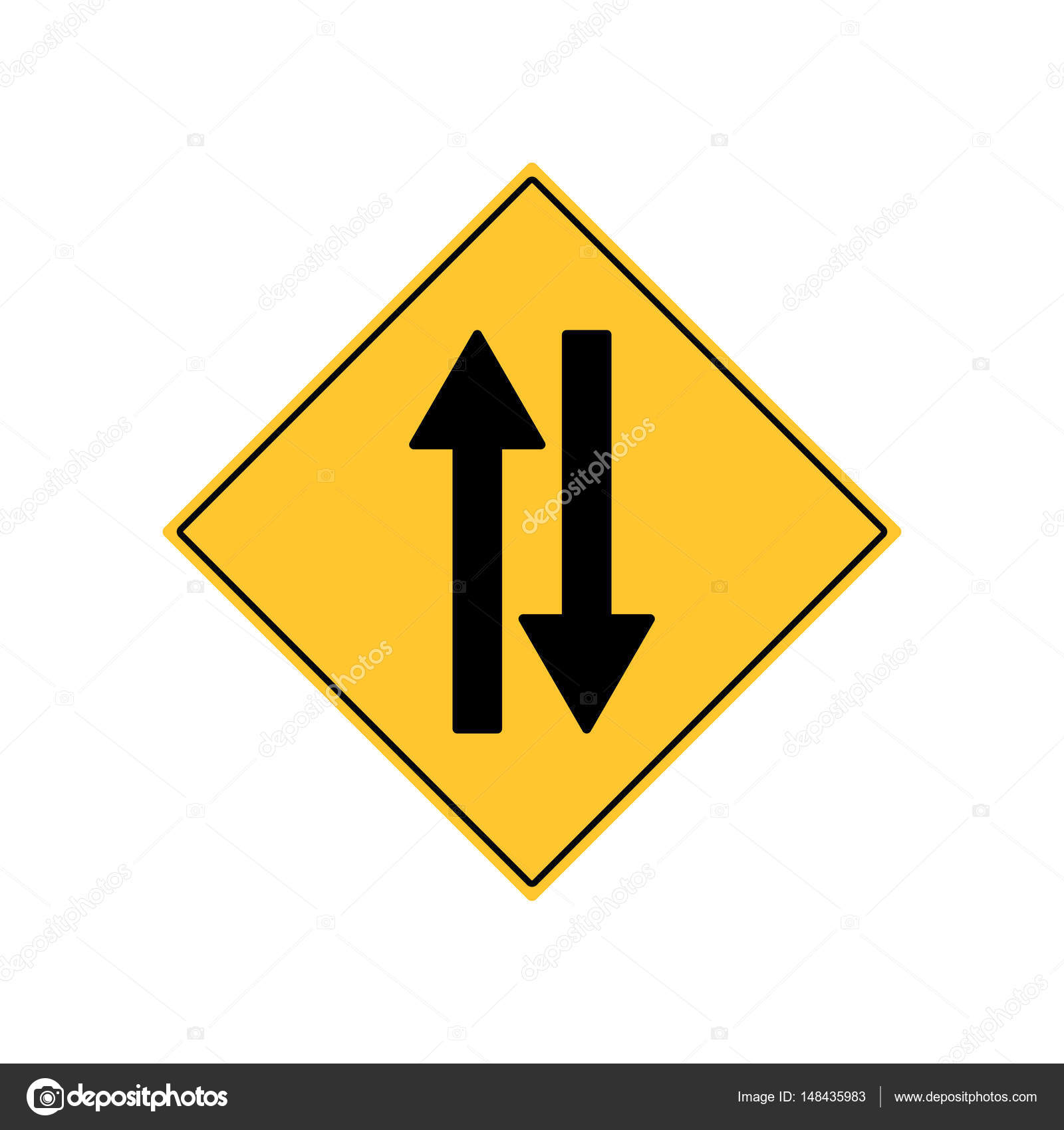 Дорожный знак двустороннее движение: Дорожный знак 1.21 "Двустороннее движение"