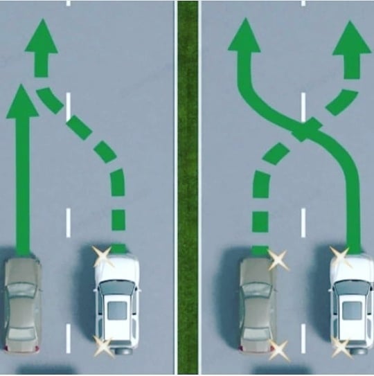 Двигаясь по правой полосе водитель намерен перестроиться на правую на каком из рисунков показана