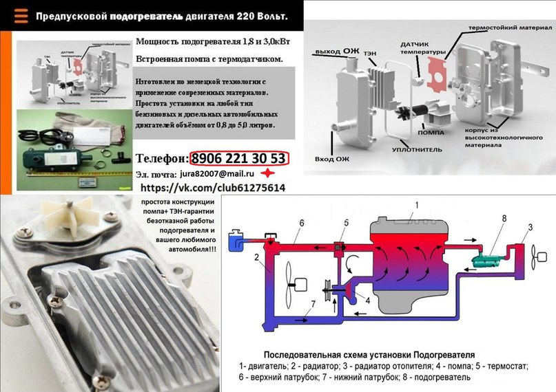 Схема установки подогревателя: Схемы Подключения Подогревателя Двигателя 220в