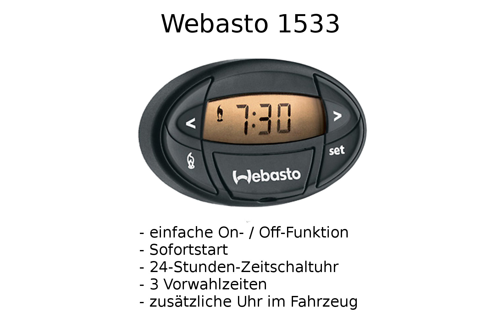 Время на вебасто: Таймер 1533 webasto :цена, описание 1322580A 1301122C! купить webasto 1533 в Москве