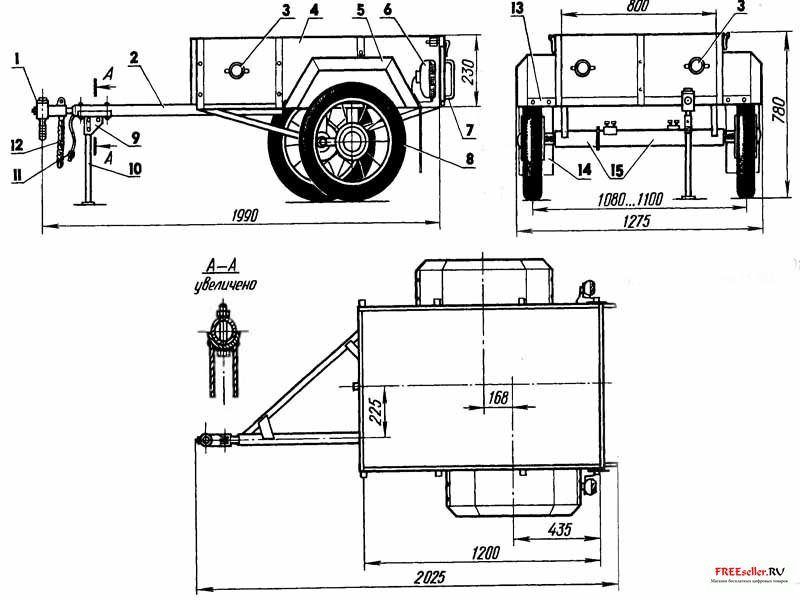 Прицеп легковой своими руками чертежи размеры фото