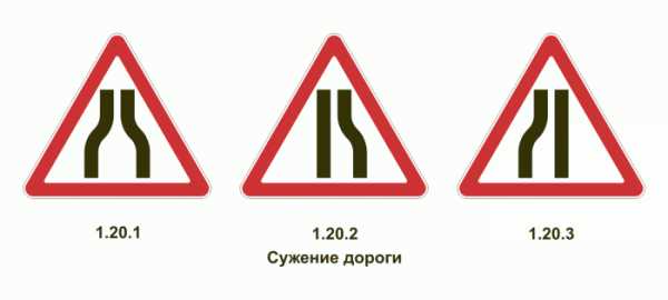 Дорожный знак сужение дороги слева – Дорожный знак 1.20.3 "Сужение дороги слева"