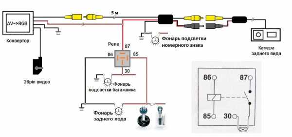 Подключение камеры заднего вида через реле схема – Камера заднего вида - подключение через реле